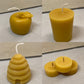 Beeswax candle options: Upper Left: Apple Right: Votive Lower Left: Hive Candle, RIght: Tea lights